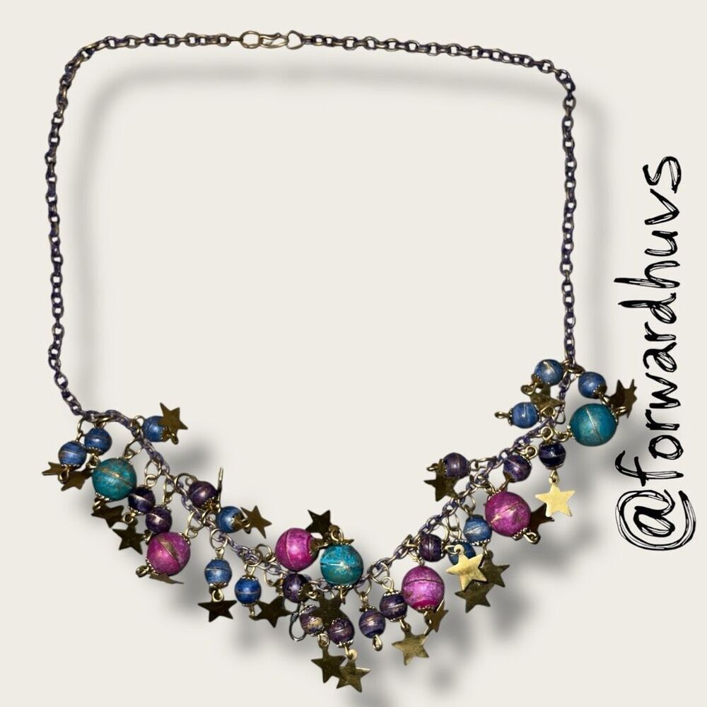 Bundle Sale 3 for $15 | Multicolored Planet & Brass Star Necklace